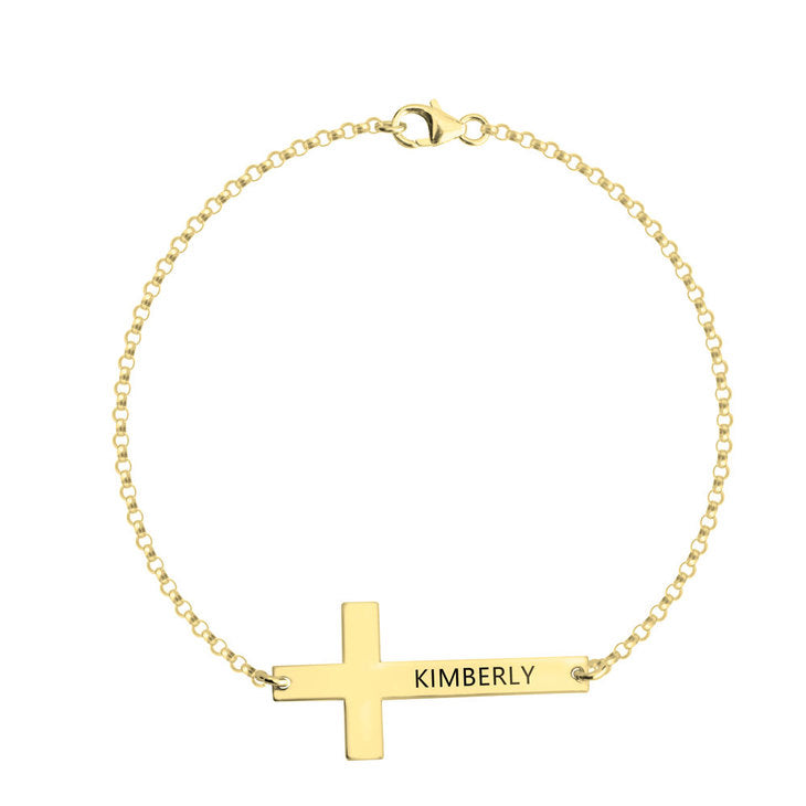 Engraved Cross Bracelet