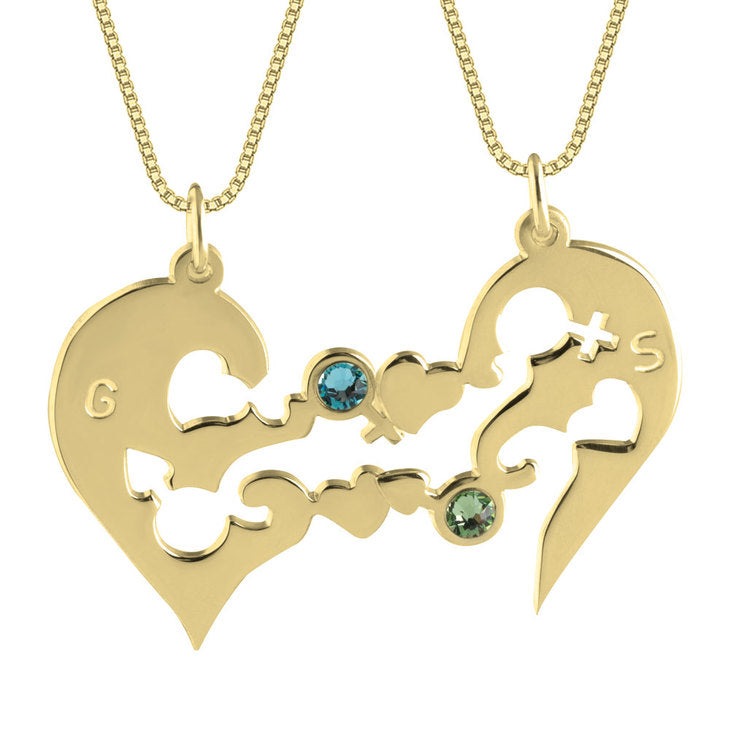 Half Heart Necklace with Birthstones
