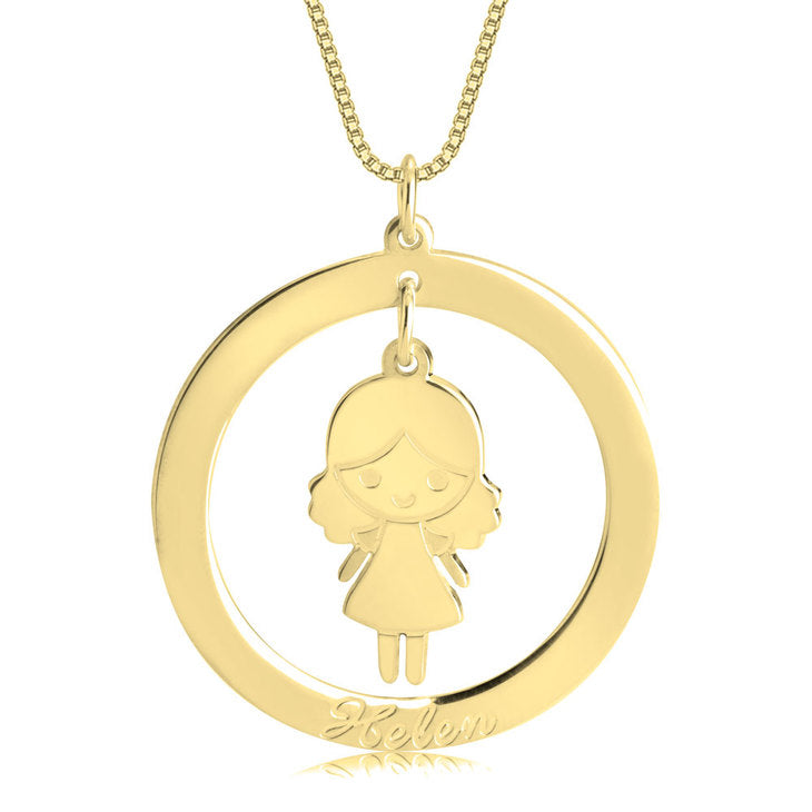 Disc Necklace for Mom with Charm