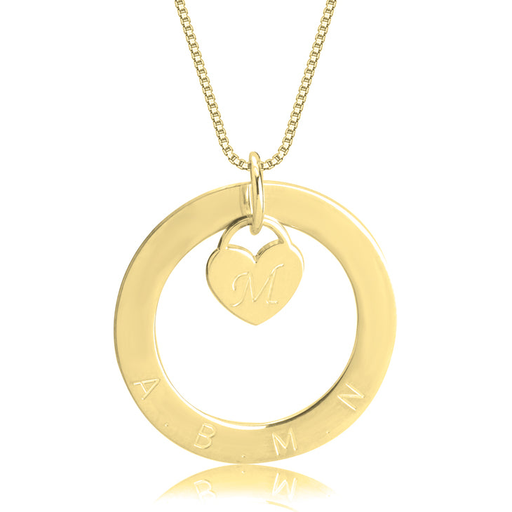 Personalized Disc Necklace with Inside Heart