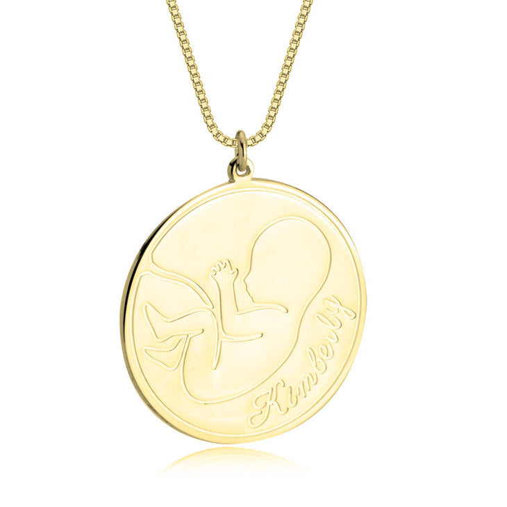 Embryo Shape Engraved Necklace