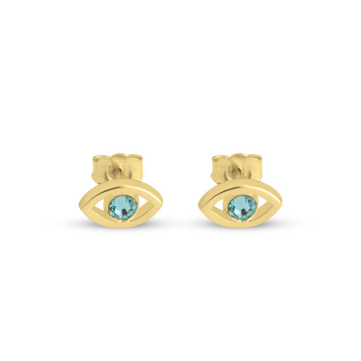 Evil Eye Birthstone Stud Earrings