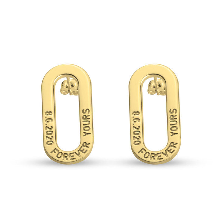 Engraved Chain Link Earrings