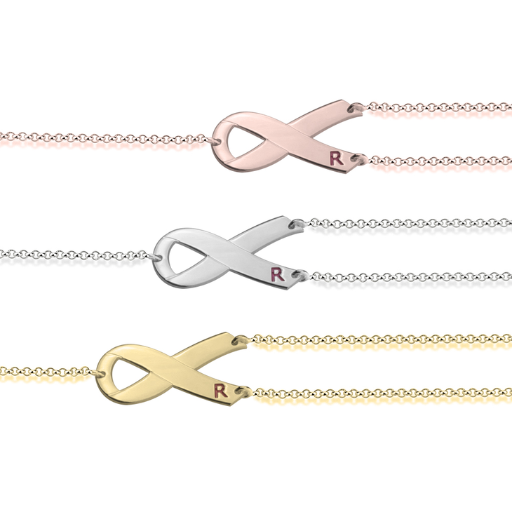 Breast Cancer Ribbon Initial Bracelet