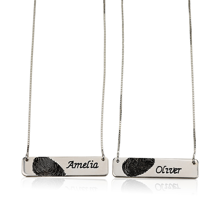 Fingerprint Couple Bar Necklaces