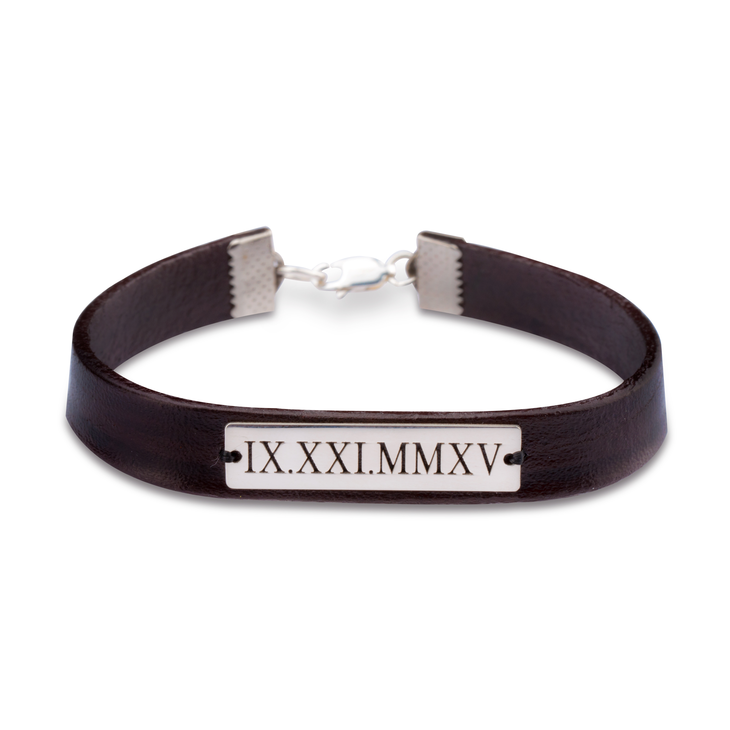 Personalized Roman Numeral Leather Bracelets