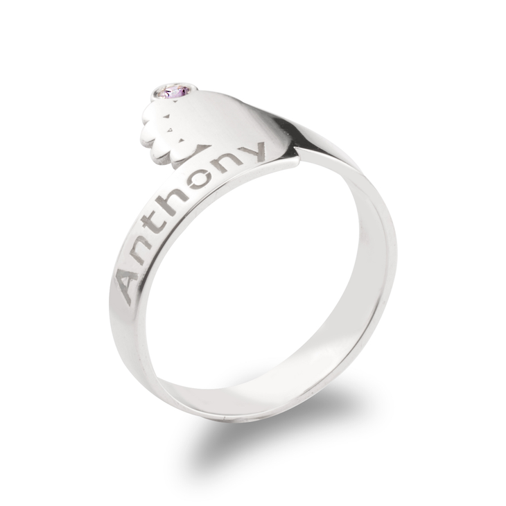 Baby Feet Ring with Birthstone