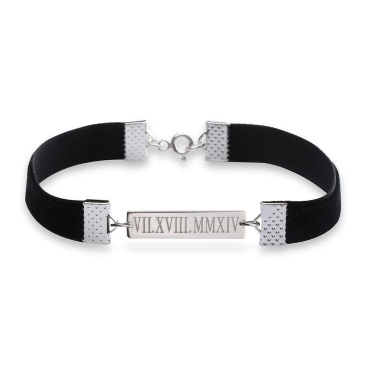 Roman Numeral Date Choker Style Bracelet