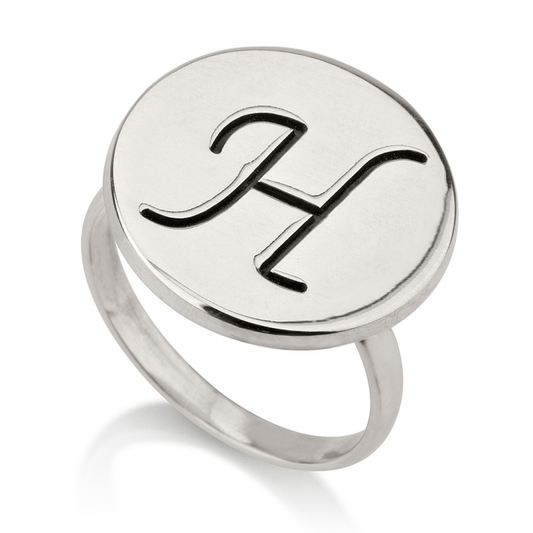 Engraved Initial Round Ring