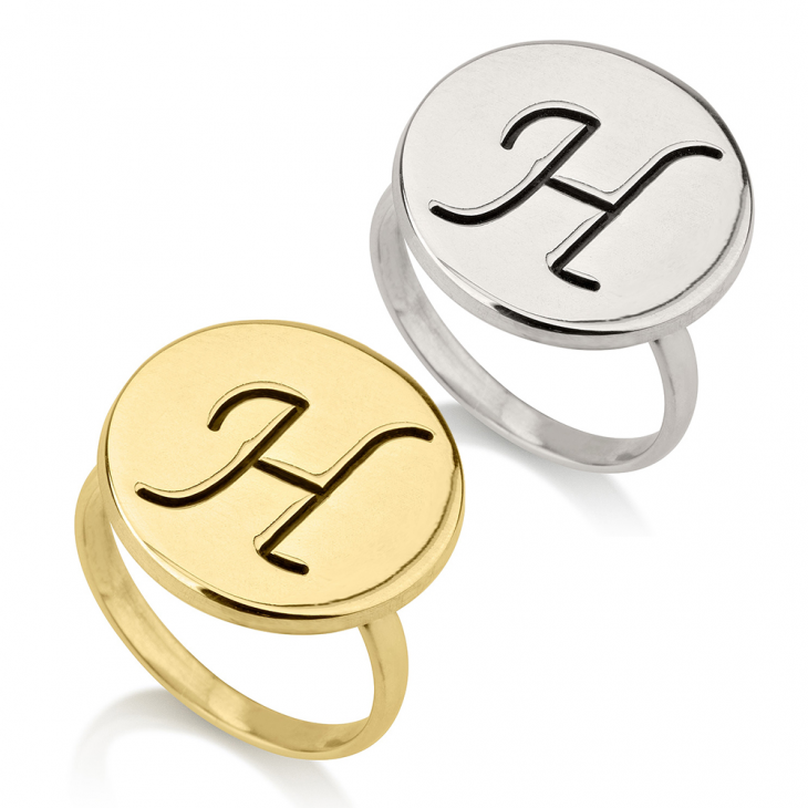 Engraved Initial Round Ring