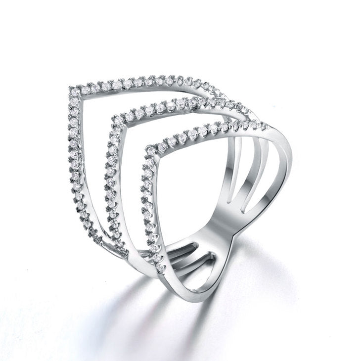 Cubic Zirconia Chevron Ring