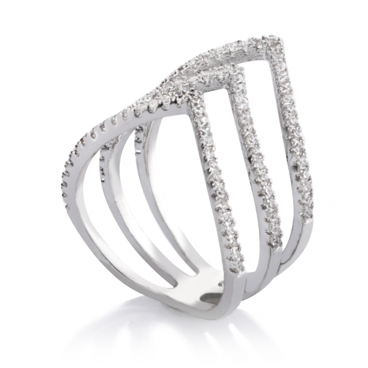 Cubic Zirconia Chevron Ring