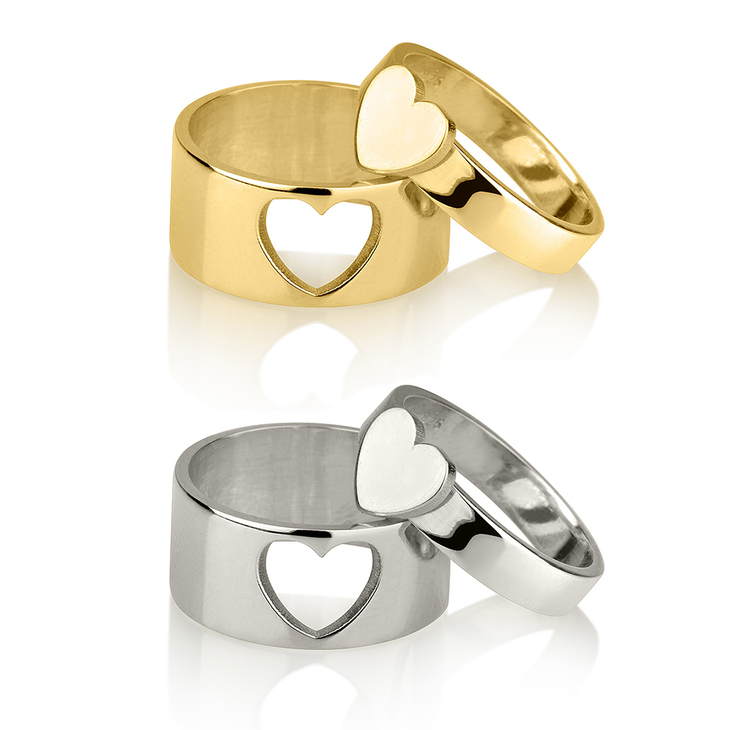 Matching Couple Heart Rings