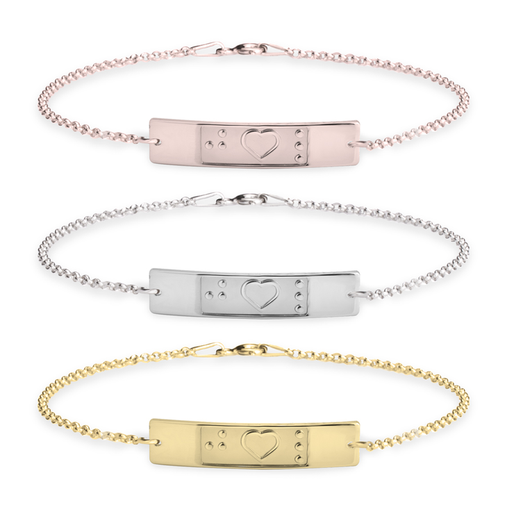 Heart Bar Braille Bracelet