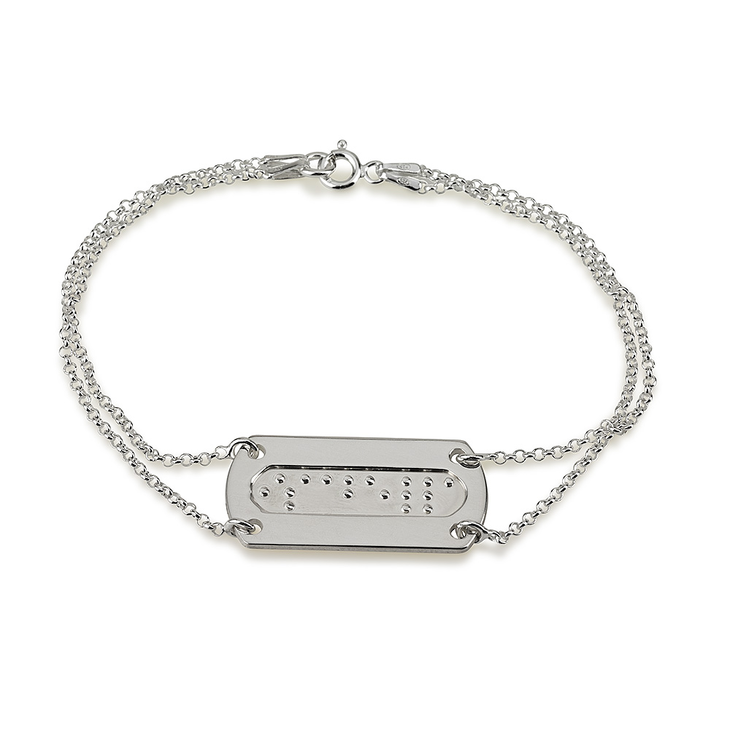 Double Chain Braille Bar Bracelet
