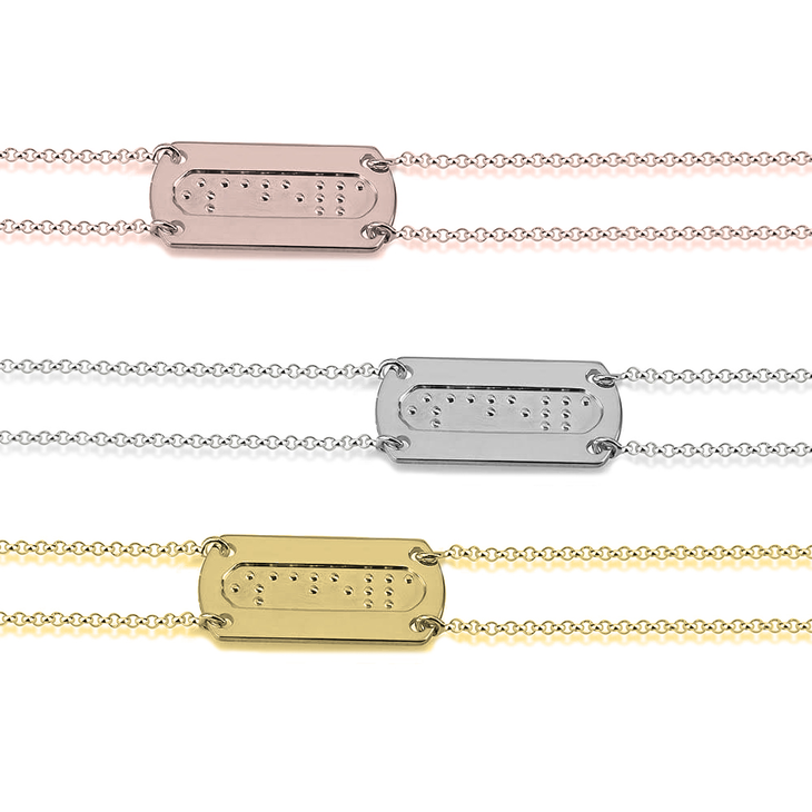 Double Chain Braille Bar Bracelet