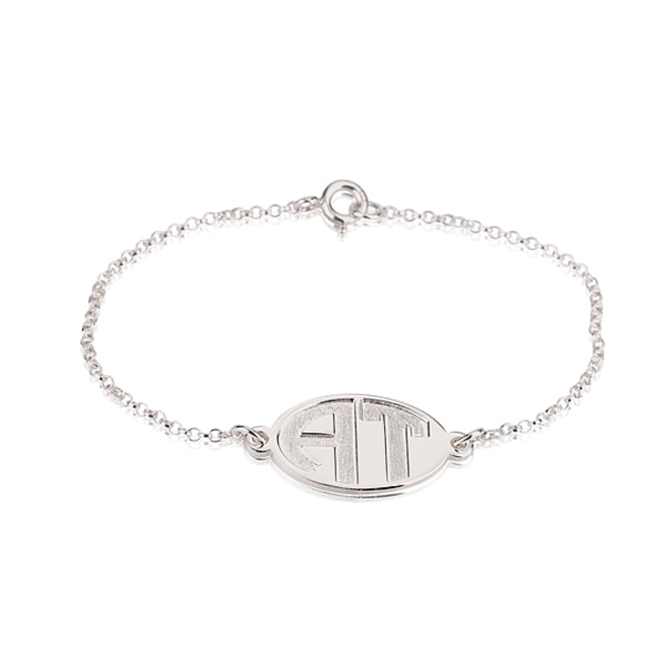 Block Letter Engraved Monogram Bracelet