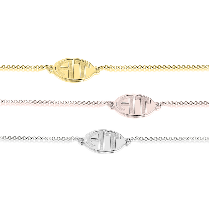 Block Letter Engraved Monogram Bracelet