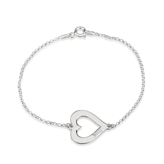 Cut Out Heart Engraved Bracelet