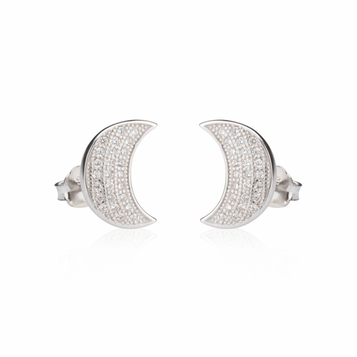 Cubic Zirconia Half Moon Earrings