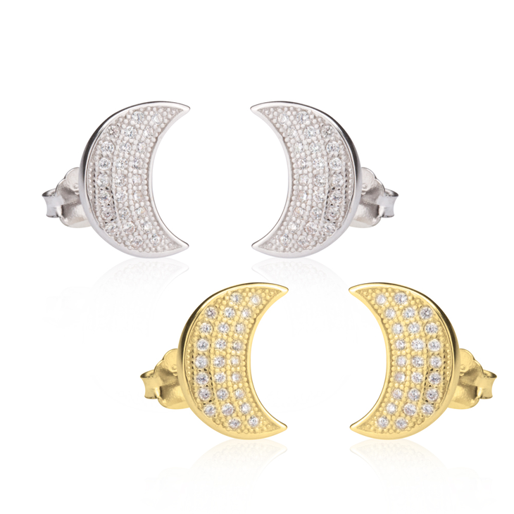 Cubic Zirconia Half Moon Earrings