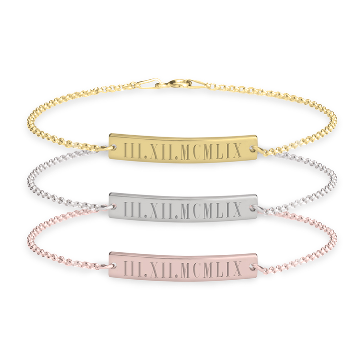 Roman Numeral Bar Bracelet