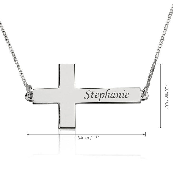 Sideways Cross Name Necklace