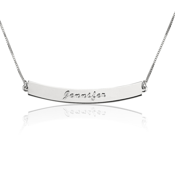 Curved Bar Necklace with Name