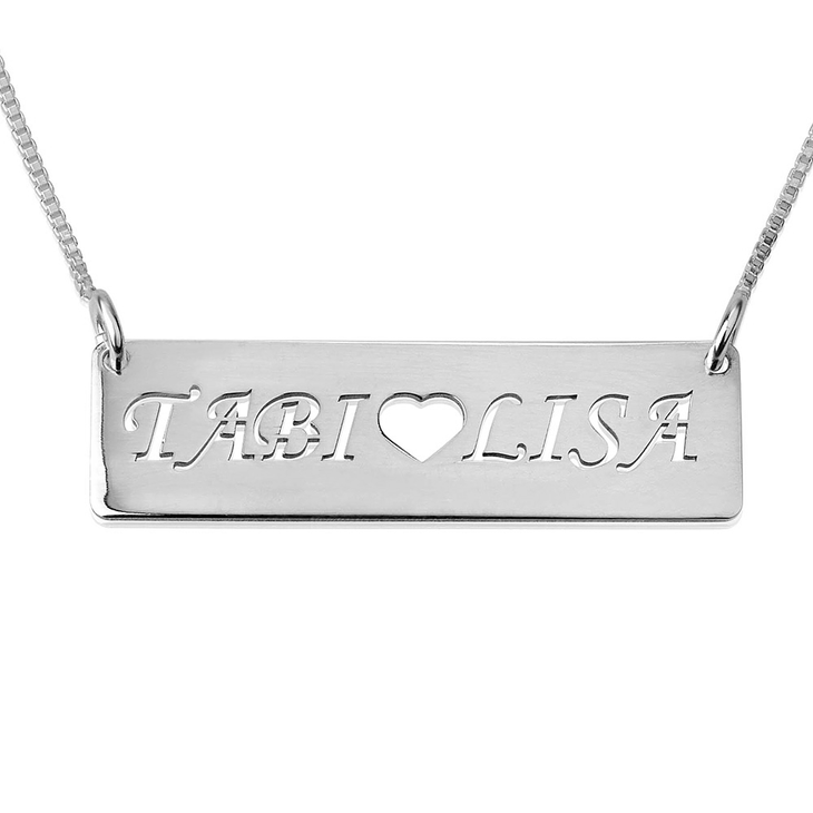 Bar Necklace With Two Cut Out Names