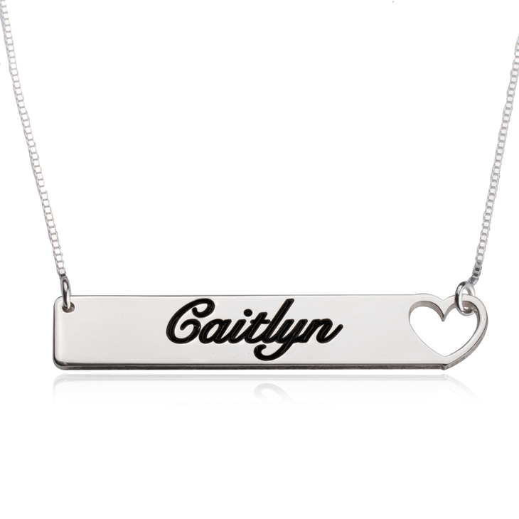 Cut Out Heart Bar Necklace