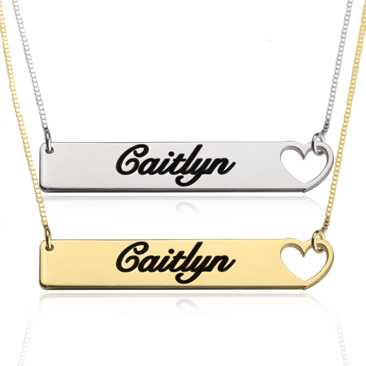 Cut Out Heart Bar Necklace