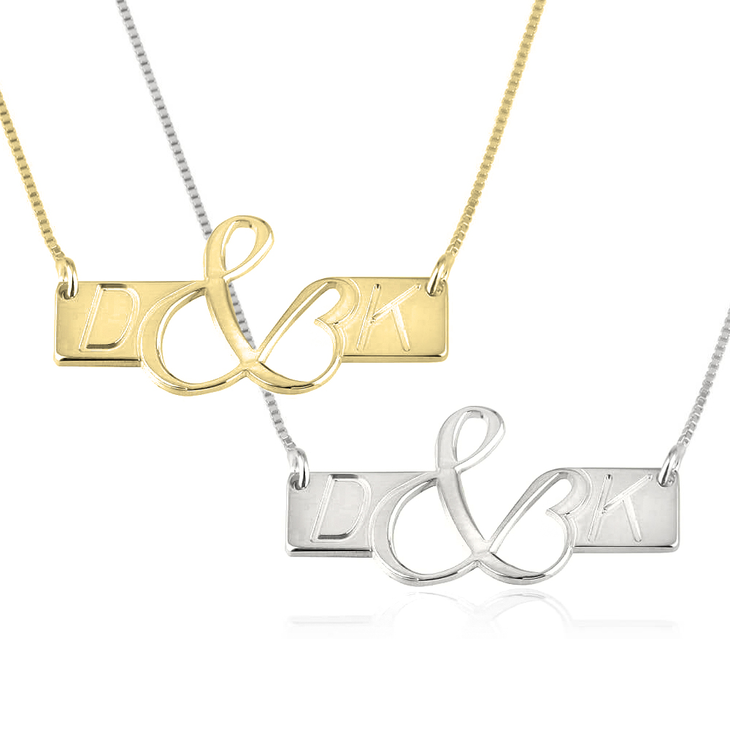 Initials Love Bar Necklace