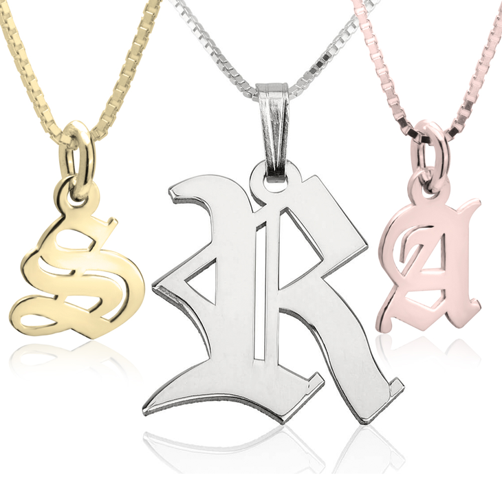 Old English Initial Necklace