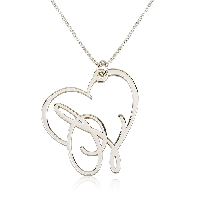 Script Initial Heart Necklace