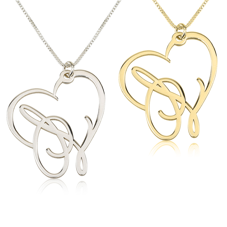 Script Initial Heart Necklace