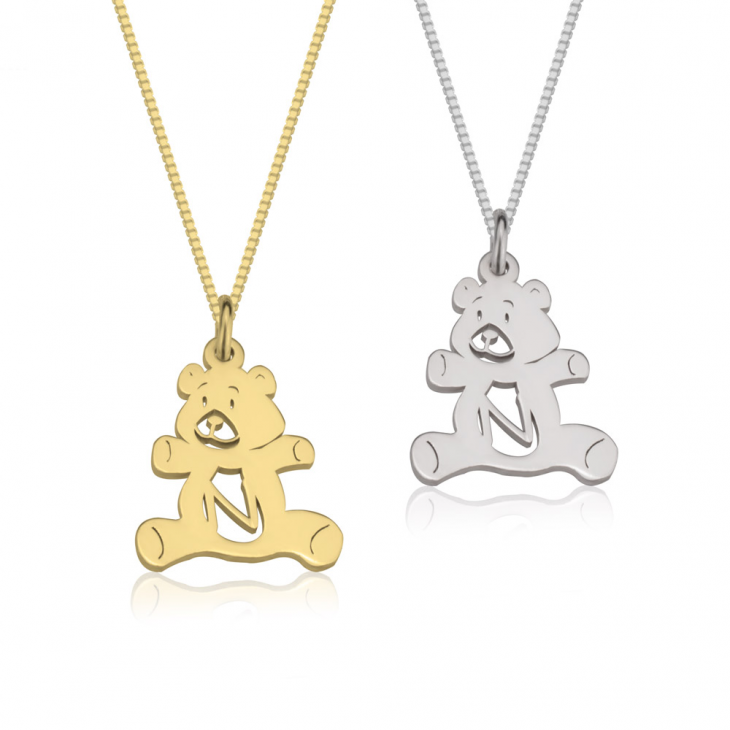 Teddy Bear Initial Necklace