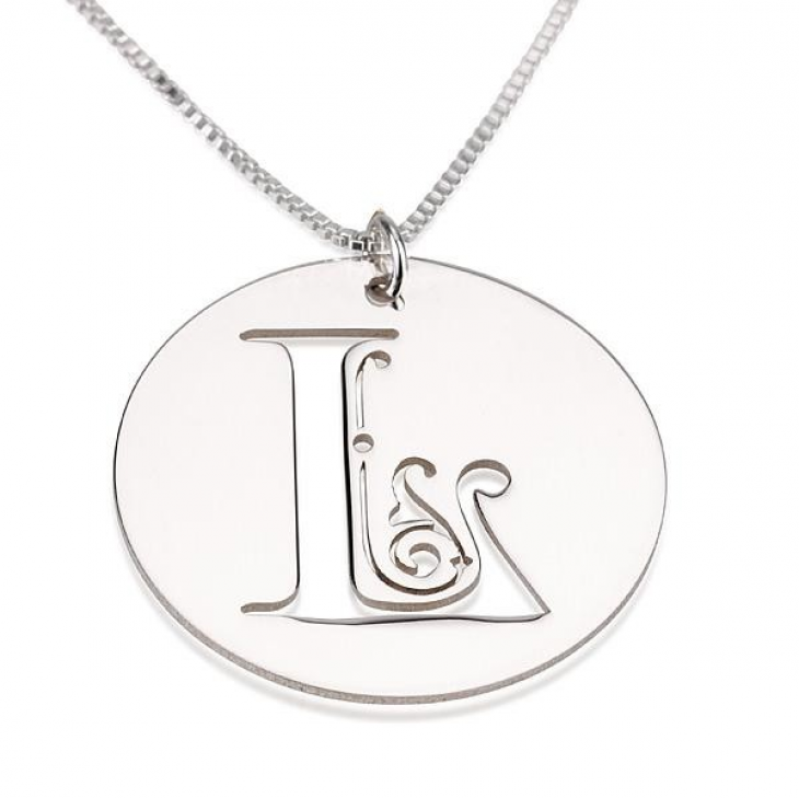 Script Initial Disc Necklace