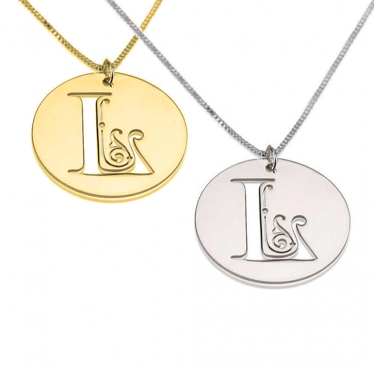 Script Initial Disc Necklace