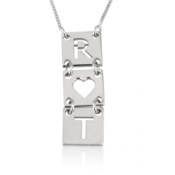 Stacked Cut Out Initials Necklace