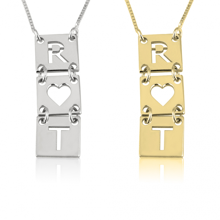 Stacked Cut Out Initials Necklace