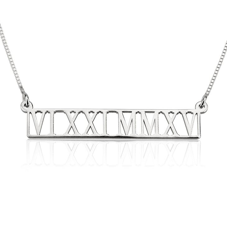 Roman Numeral Cut Out Necklace