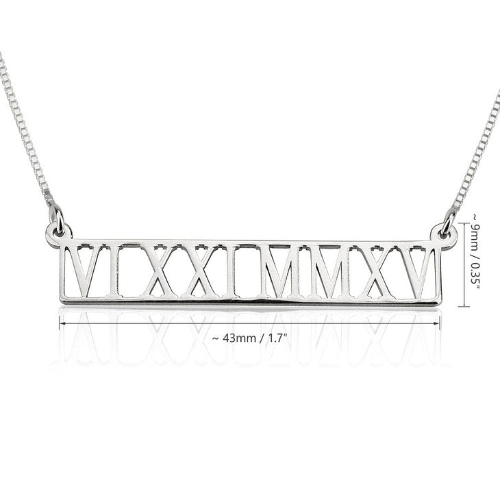 Roman Numeral Cut Out Necklace