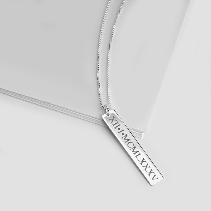 Vertical Roman Numeral Necklace