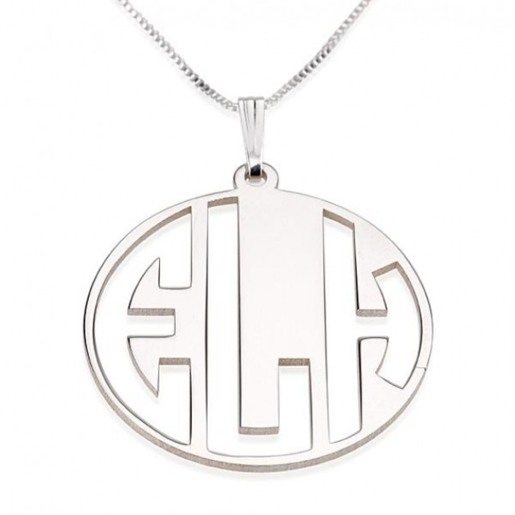 Block Letters Cut Out Monogram Necklace