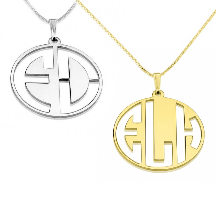 Block Letters Cut Out Monogram Necklace