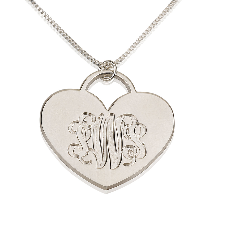 Engraved Heart Monogram Necklace