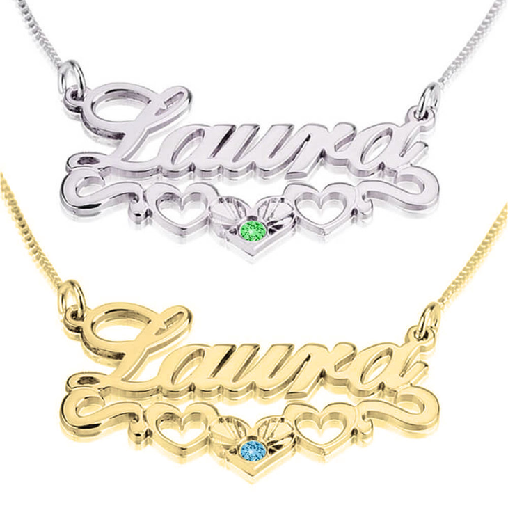 Name Necklace with underline Hearts