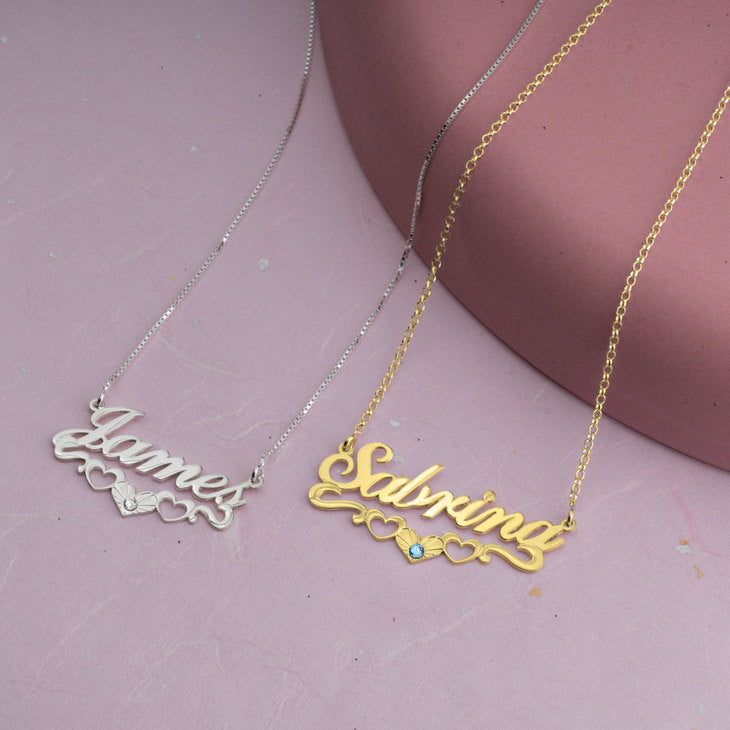 Name Necklace with underline Hearts