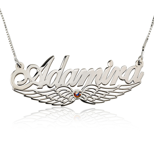 Angel Wing Swarovski Name Necklace