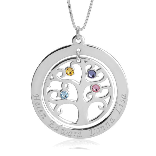 Family Tree Necklace with Birthstones